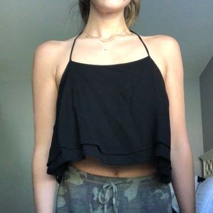 Open back cropped halter top